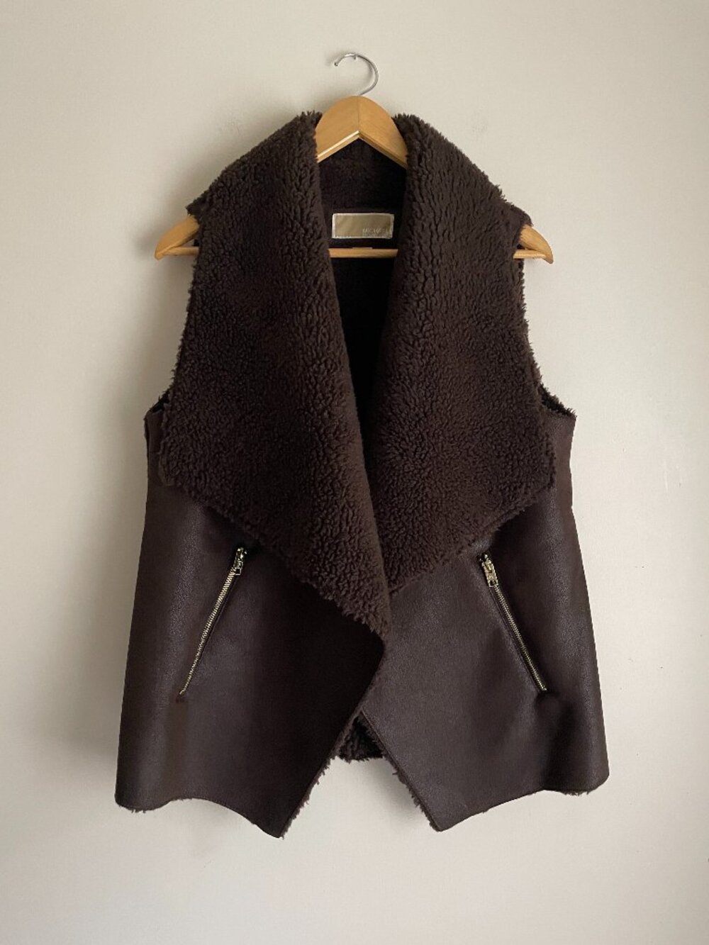 MICHAEL KORS Faux Shearling Oversized Fur Vest